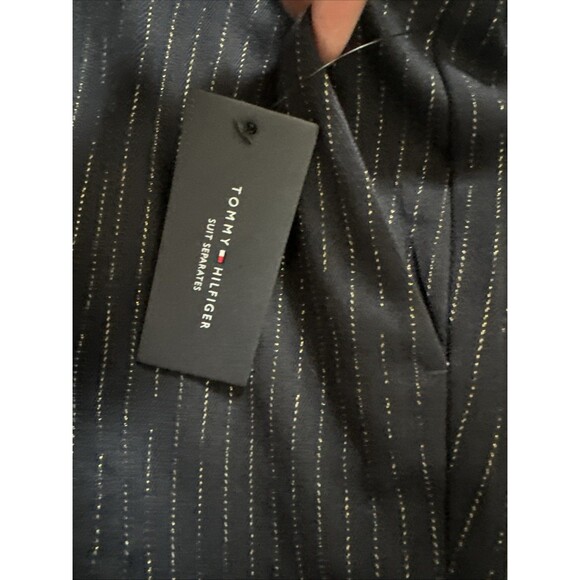 Tommy Hilfiger Women's Metallic Pinstriped Pants Bootcut  Leg Midnight Blue 2 - Picture 6 of 12